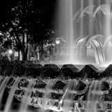 Square A Close Up of the Pineapple Fountain black and white Photography