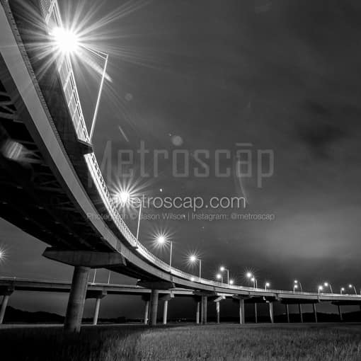 An On-Ramp to the Ravenel Bridge -- Charleston Black and White Photography