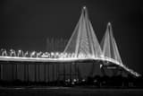 Horizontal The Ravenel Bridge at Night black and white Photography