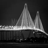 Square The Ravenel Bridge at Night black and white Photography