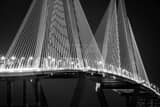 Horizontal A Close-up Shot of the Ravenel Bridge at Night black and white Photography