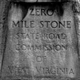 Square Charleston WV Zero Mile Stone Marker black and white Photos
