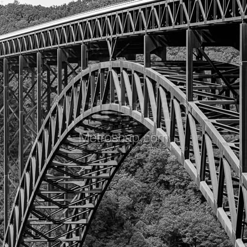 Charleston WV Black and White Photos of The New River Gorge Bridge Steel Suspension Span The New River Gorge Bridge Steel Suspension Span -- Charleston WV Black and White Photos