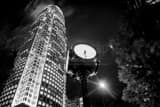 Horizontal The Bank of America Building and Clock in Downtown Charlotte at Night black and white Photos