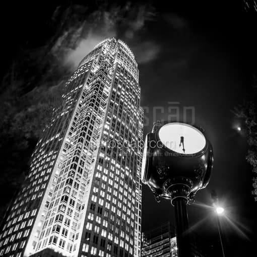 Charlotte Black and White Photos of The Bank of America Building and Clock in Downtown Charlotte at Night The Bank of America Building and Clock in Downtown Charlotte at Night -- Charlotte Black and White Photos