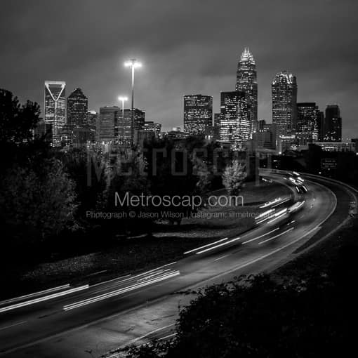 Rush Hour Traffic in Downtown Charlotte -- Charlotte Black and White Photos
