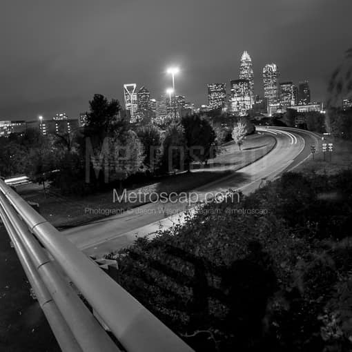 Charlotte Black and White Photos of The View from the Sixth Street Bridge over I-77 in Downtown Charlotte The View from the Sixth Street Bridge over I-77 in Downtown Charlotte -- Charlotte Black and White Photos