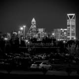Square The Charlotte Skyline from the Charlotte School of Law black and white Photos