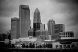 Horizontal The Charlotte Skyline Under a Cloudy Sky black and white Photos
