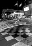 Vertical The Checkered Crosswalk at the NASCAR Hall of Fame black and white Photos