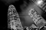 Horizontal The Charlotte Downtown Core Buildings at Night black and white Photos