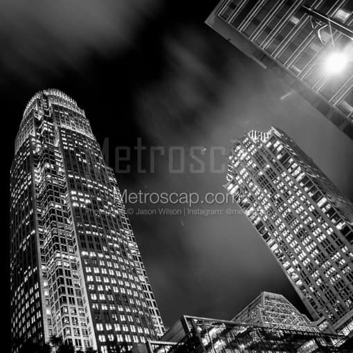 Charlotte Black and White Photos of The Charlotte Downtown Core Buildings at Night The Charlotte Downtown Core Buildings at Night -- Charlotte Black and White Photos