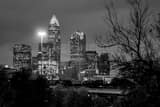 Horizontal Downtown Charlotte over I-77 black and white Photos