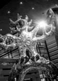 Vertical The Firebird Sculpture Outside of the Bechtler Center black and white Photos