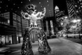 Horizontal The Firebird Sculpture on Tryon in Downtown Charlotte black and white Photos