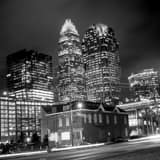 Square The Hearst Building and Bank of America Building black and white Photos