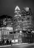 Vertical The Hearst Building and Bank of America Building black and white Photos