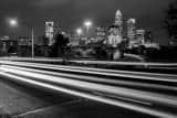 Horizontal Traffic over I-77 in Downtown Charlotte black and white Photos