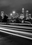 Vertical Traffic over I-77 in Downtown Charlotte black and white Photos