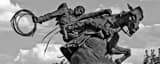 Panoramic The Spirit of Wyoming Statue black and white Pictures