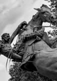 Vertical The Spirit of Wyoming Statue in Cheyenne black and white Pictures