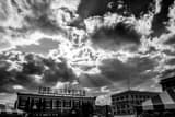 Horizontal The Wrangler in Downtown Cheyenne Wyoming black and white Pictures