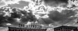 Panoramic The Wrangler in Downtown Cheyenne Wyoming black and white Pictures
