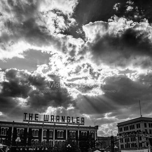 The Wrangler in Downtown Cheyenne Wyoming -- Cheyenne Black and White Photos