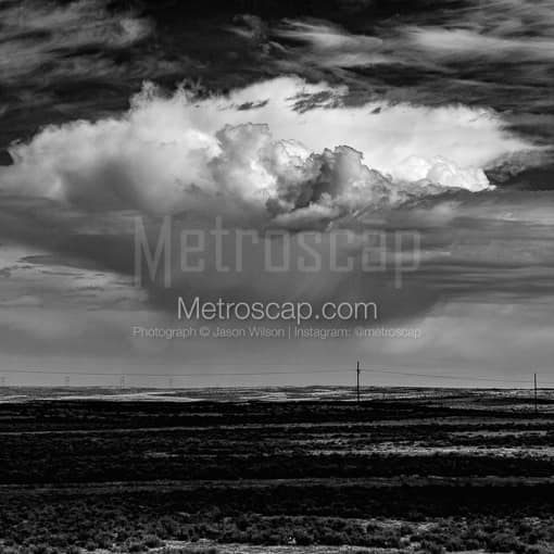 A Thunderhead Cloud over the Wyoming Plains -- Cheyenne Black and White Photos