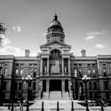 Square The Wyoming State Capitol Building black and white Pictures