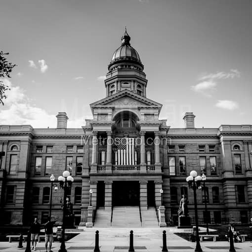 The Wyoming State Capitol Building -- Cheyenne Black and White Photos