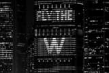 Horizontal The FLY-THE-W Message in the Anthem Building at Night landscape black and white Photography