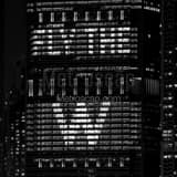 Square The FLY-THE-W Message in the Anthem Building at Night landscape black and white Photography