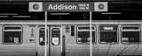 Panoramic Addison Street L Station at Wrigley Field landscape black and white Photography