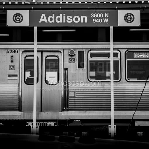 Addison Street L Station at Wrigley Field -- Chicago Black and White Photography