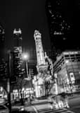 Vertical A Blurry Shot of the Chicago Water Tower landscape black and white Photography