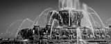 Panoramic Close Up of Buckingham Fountain landscape black and white Photography