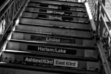 Horizontal Chicago 'El' Train Stairs landscape black and white Photography