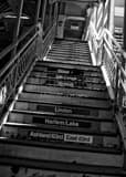 Vertical Chicago 'El' Train Stairs landscape black and white Photography