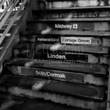 Square El Train Steps landscape black and white Photography