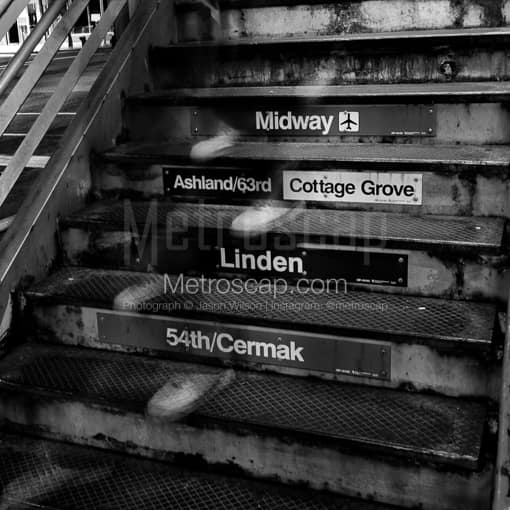 El Train Steps -- Chicago Black and White Photography