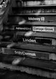Vertical El Train Steps landscape black and white Photography