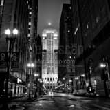 Square LaSalle Street Deadends into the Chicago Board of Trade Building landscape black and white Photography