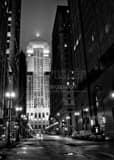 Vertical LaSalle Street Deadends into the Chicago Board of Trade Building landscape black and white Photography