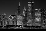 Horizontal The Chicago Skyline during 2016 World Series landscape black and white Photography