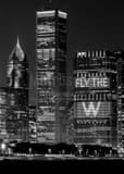 Vertical The Chicago Skyline during 2016 World Series landscape black and white Photography
