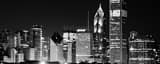 Panoramic The Chicago Skyline featuring the AON Center, Prudential Buildings and the Smurfit-Stone Building landscape black and white Photography