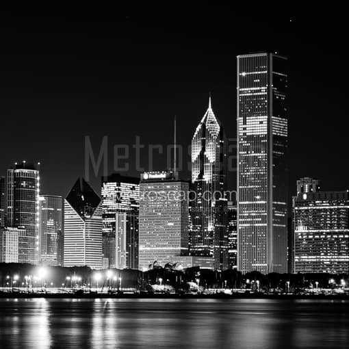 The Chicago Skyline featuring the AON Center, Prudential Buildings and the Smurfit-Stone Building -- Chicago Black and White Photography