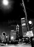 Vertical No Turn on Red at Columbus Drive and Monroe Street landscape black and white Photography