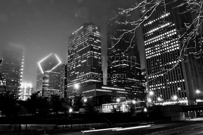 The Chicago Skyline from Columbus Drive and Randolph St. -- Chicago Black and White Photos